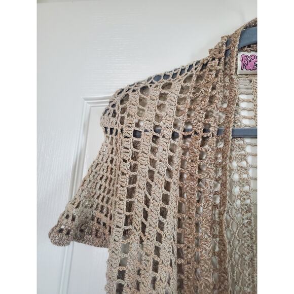 Rosie Neira Calado Hand Knit Crochet Festival Open Knit Cardigan, Size Medium - Picture 3 of 11